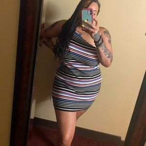 Great one shoulder light sweater ribbed dress NWOT